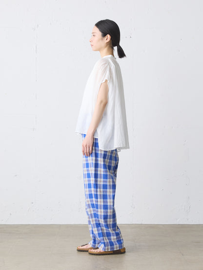 ramie gather nosleeve shirt