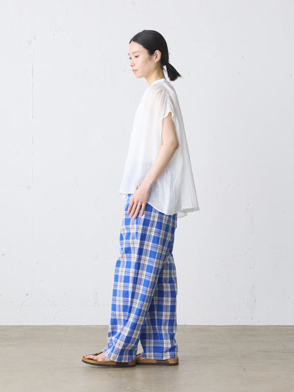 ramie gather nosleeve shirt