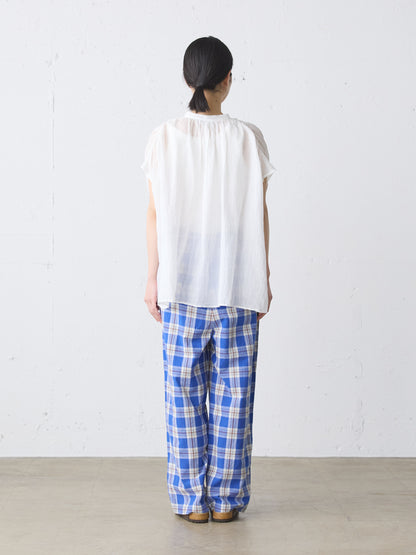 ramie gather nosleeve shirt