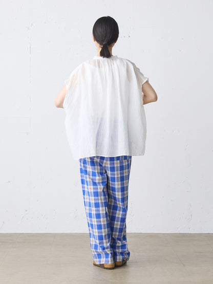ramie gather nosleeve shirt
