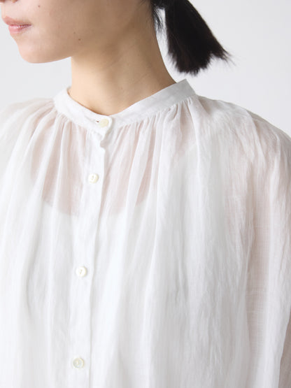 ramie gather nosleeve shirt