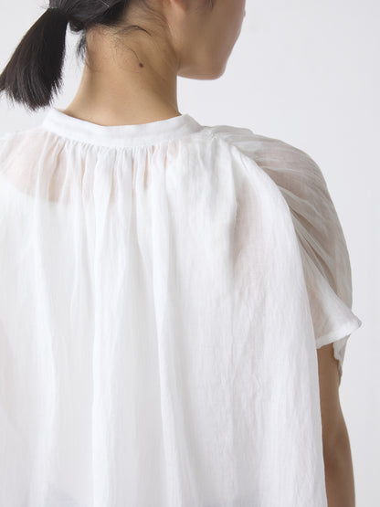 ramie gather nosleeve shirt