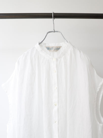 ramie gather nosleeve shirt