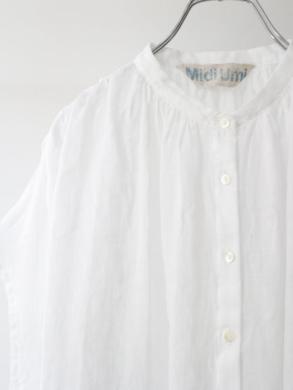 ramie gather nosleeve shirt