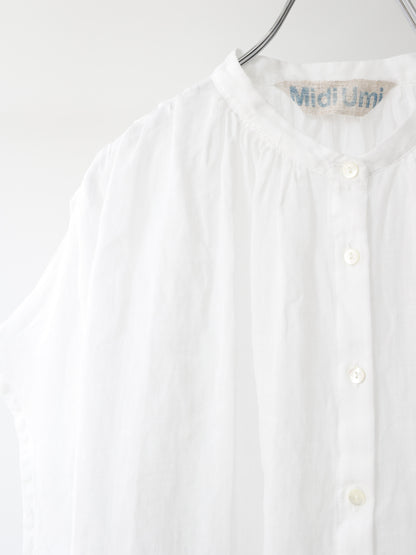 ramie gather nosleeve shirt