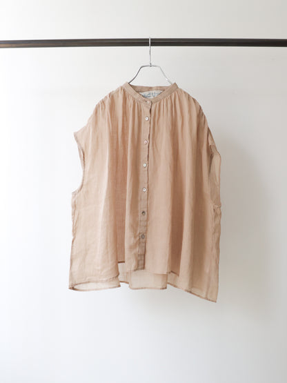 ramie gather nosleeve shirt