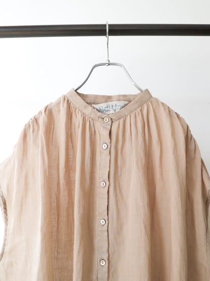 ramie gather nosleeve shirt