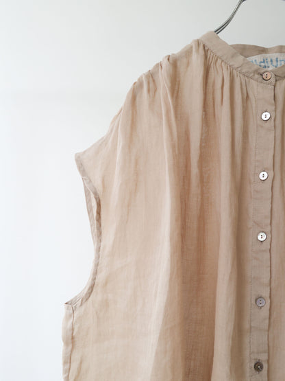 ramie gather nosleeve shirt