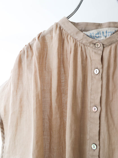 ramie gather nosleeve shirt