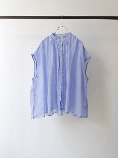 ramie gather nosleeve shirt