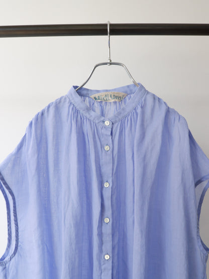 ramie gather nosleeve shirt