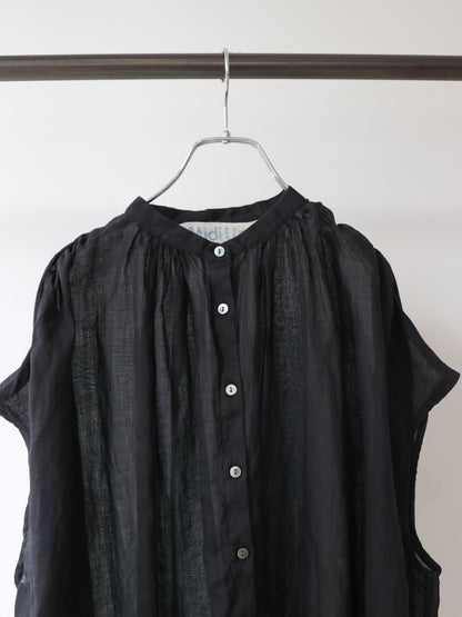 ramie gather nosleeve shirt