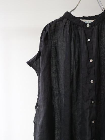 ramie gather nosleeve shirt