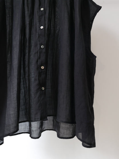 ramie gather nosleeve shirt