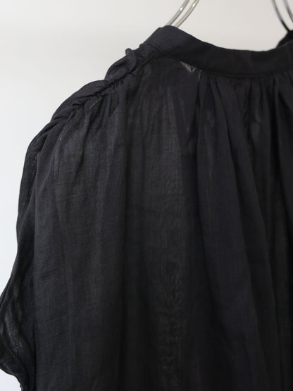 ramie gather nosleeve shirt
