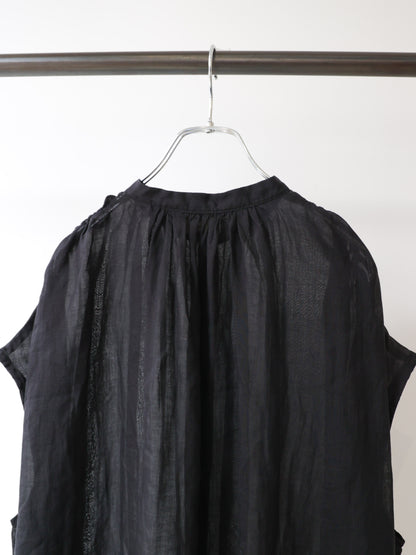 ramie gather nosleeve shirt