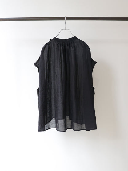 ramie gather nosleeve shirt