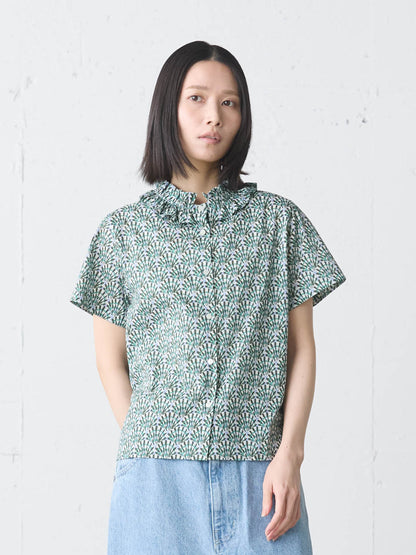 LIBERTY print frill shirt