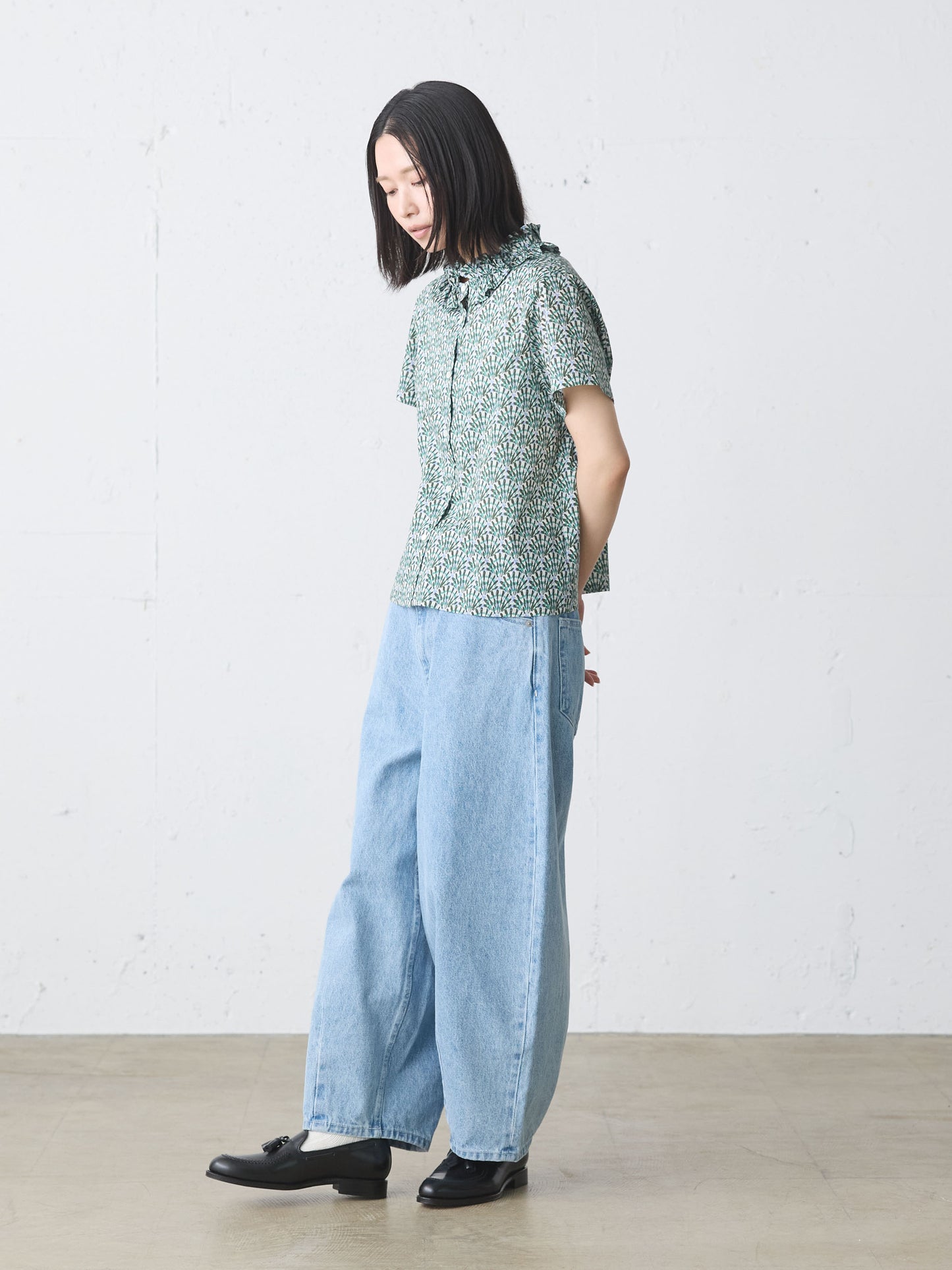LIBERTY print frill shirt