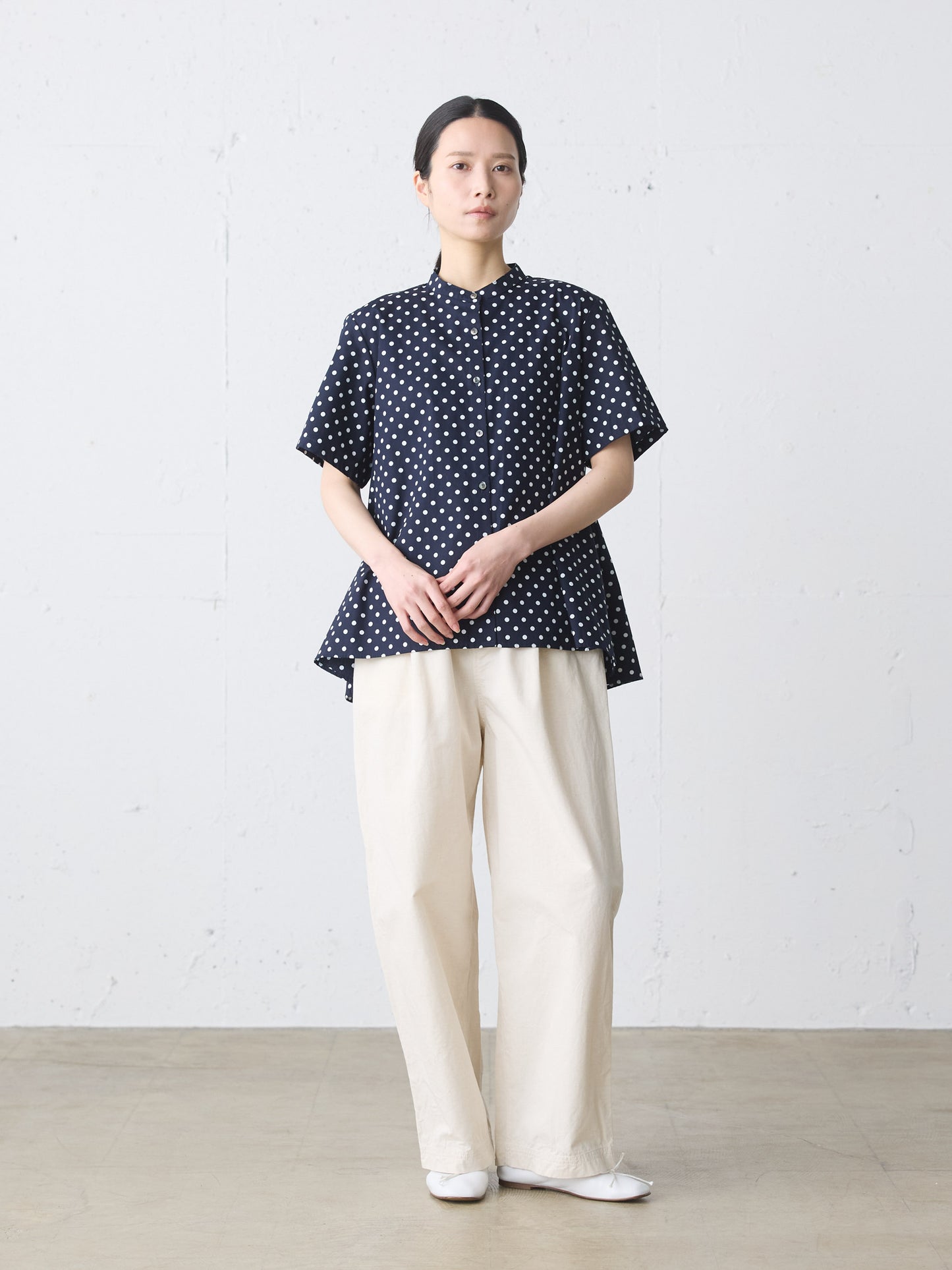 half slv dots A line shirt