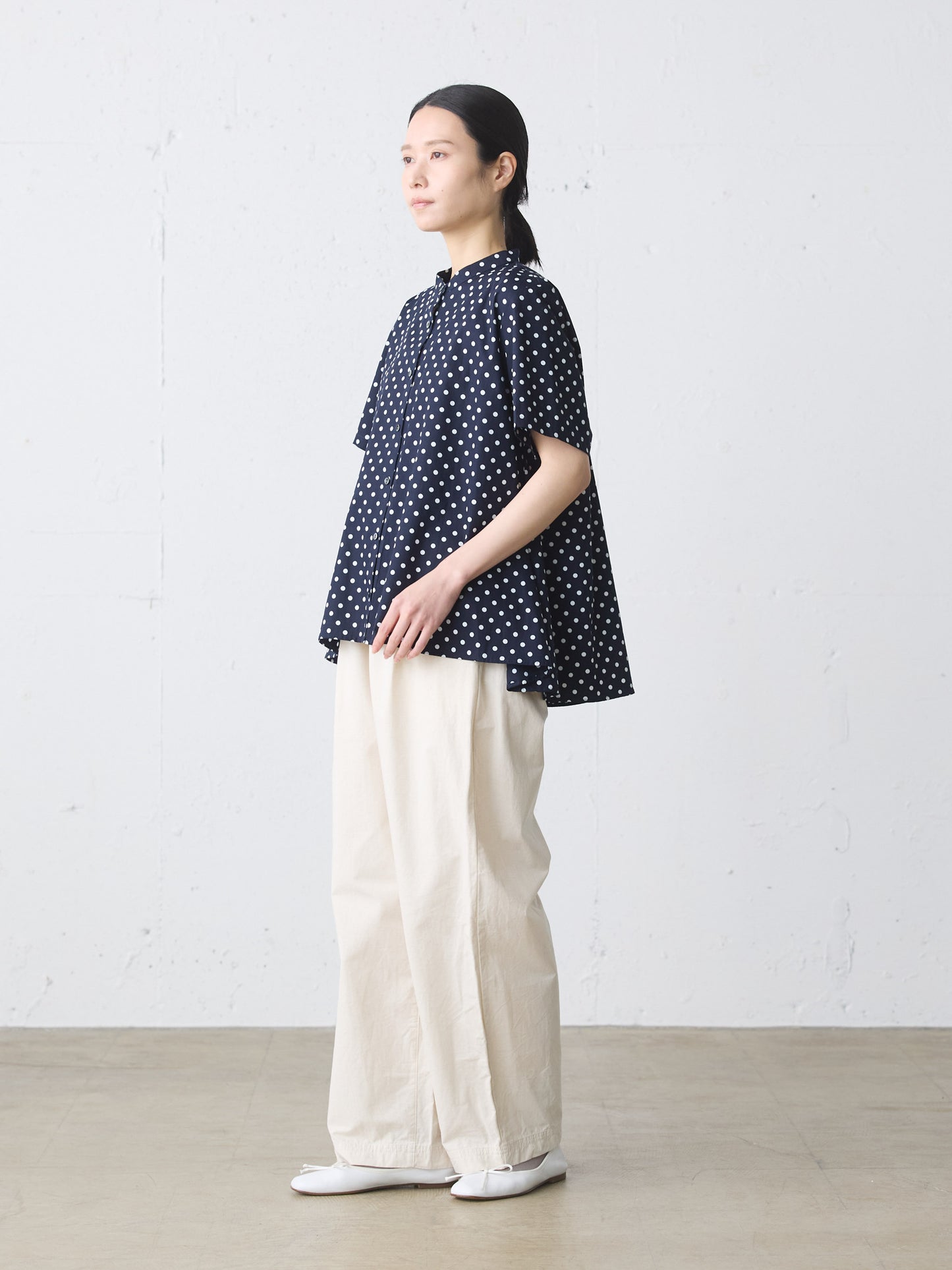half slv dots A line shirt
