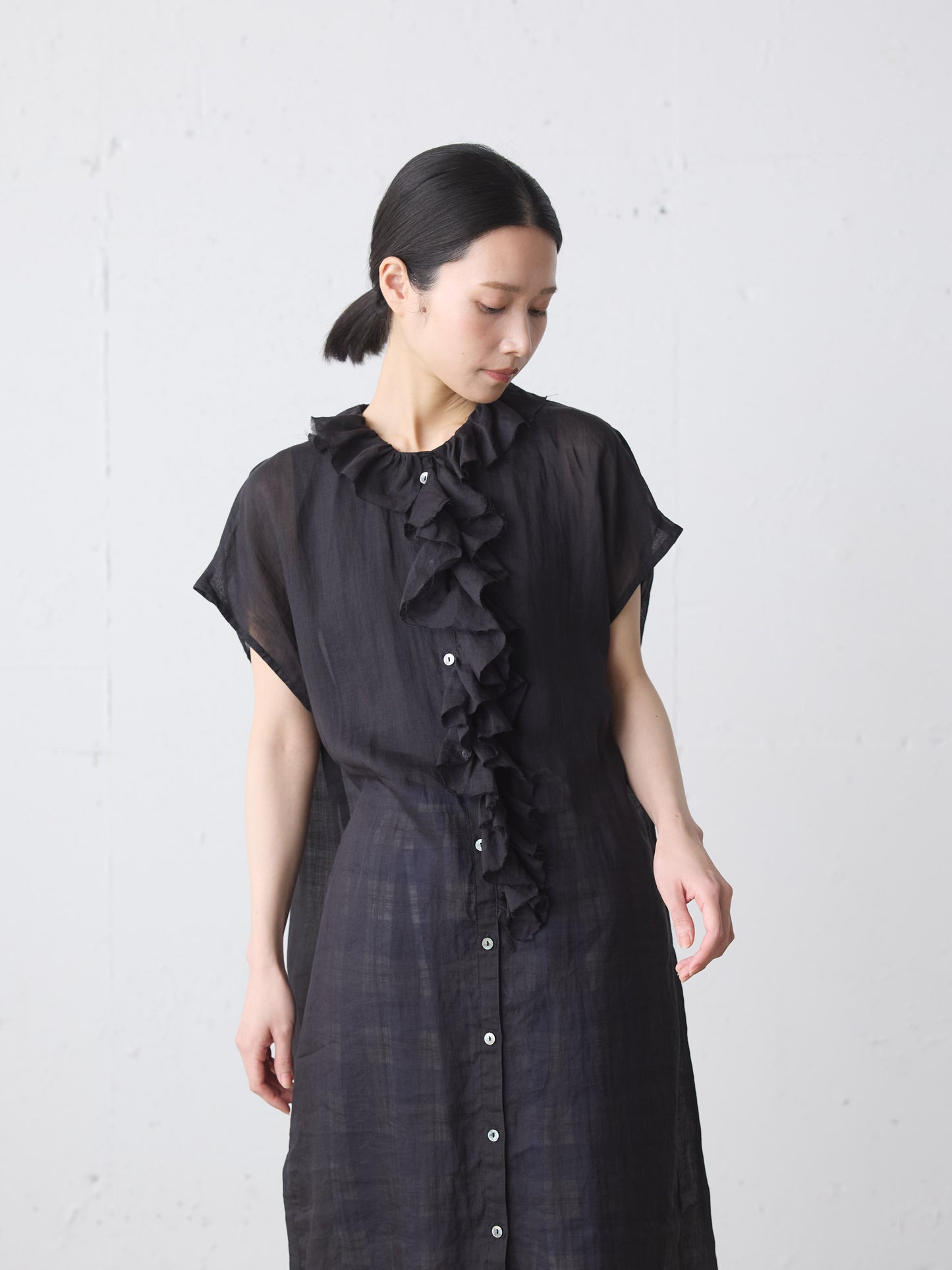 ramie ruffle one-piece