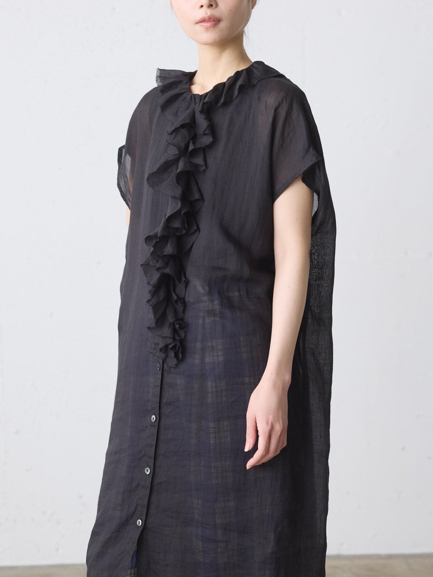 ramie ruffle one-piece