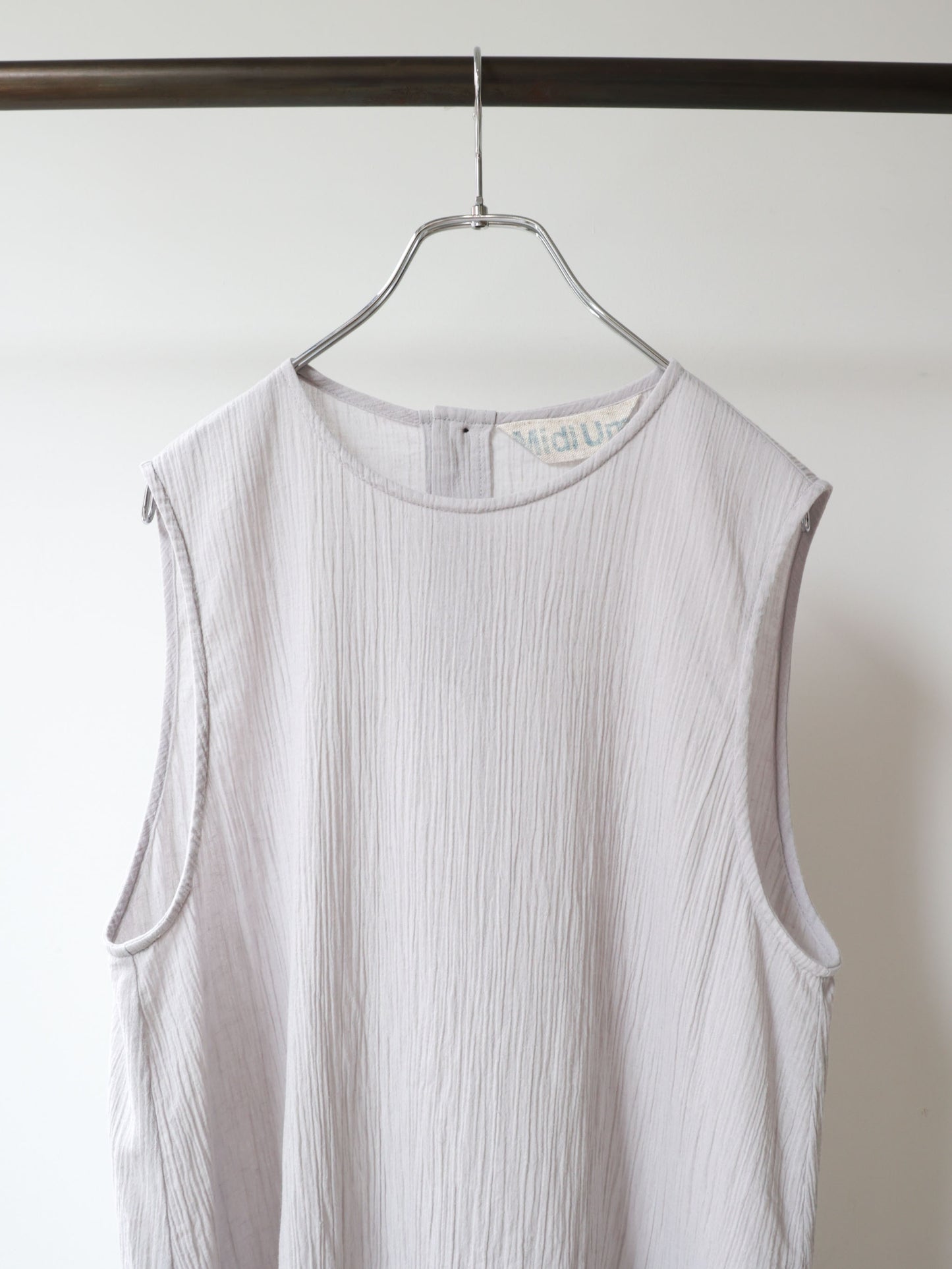 striped crepe nosleeve one-piece