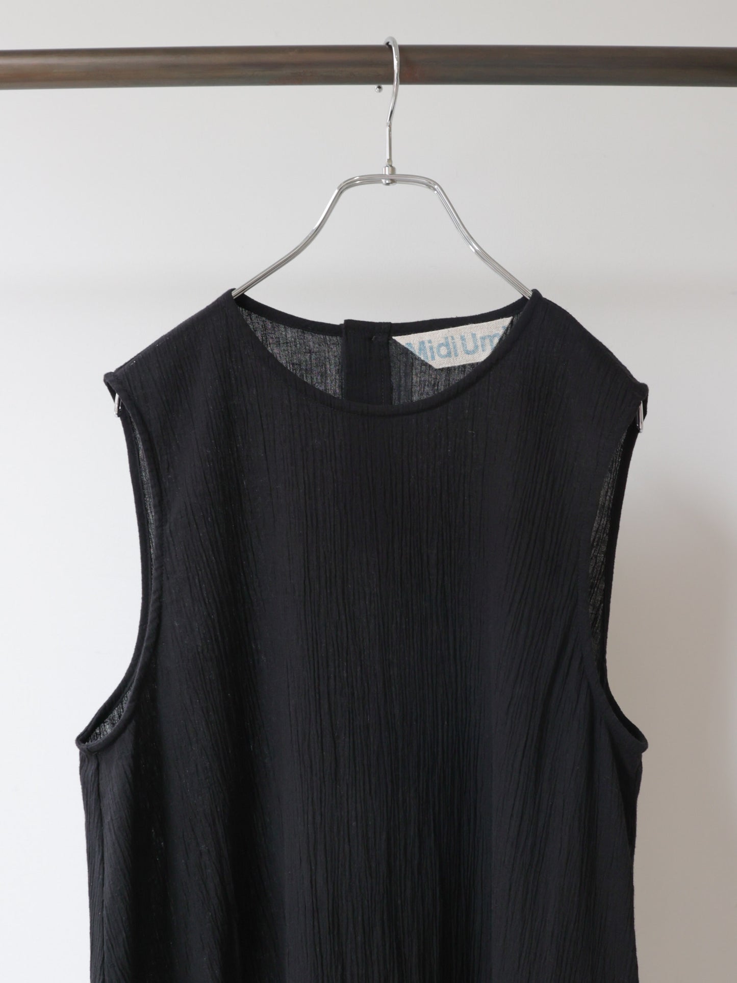 striped crepe nosleeve one-piece