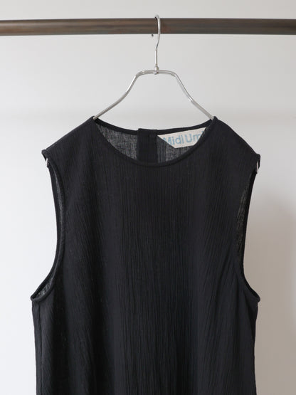 striped crepe nosleeve one-piece