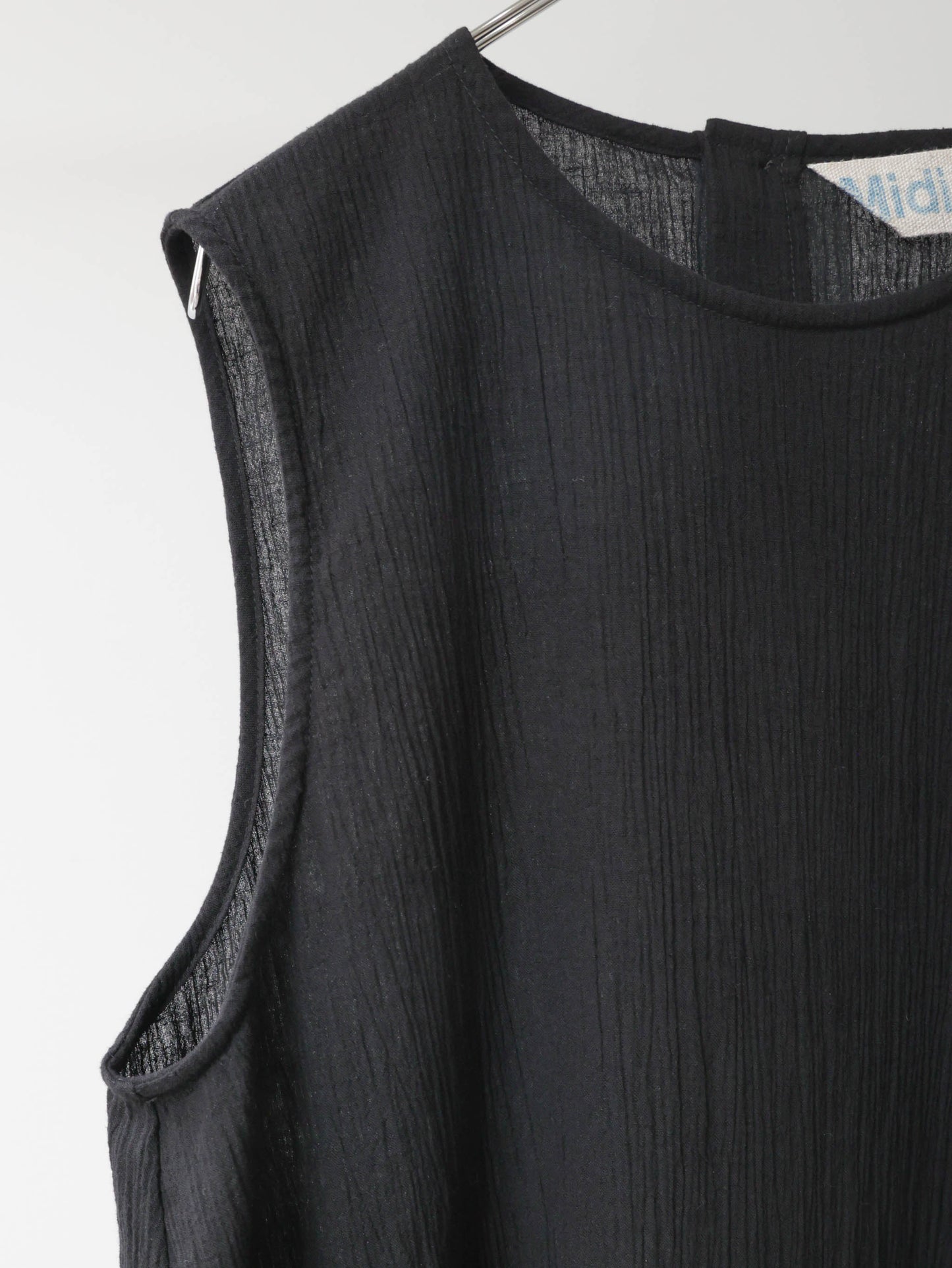 striped crepe nosleeve one-piece