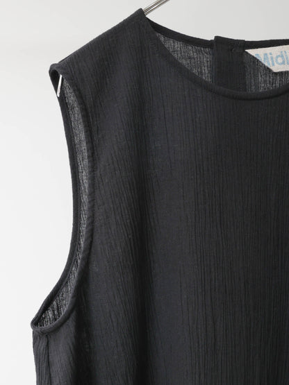 striped crepe nosleeve one-piece
