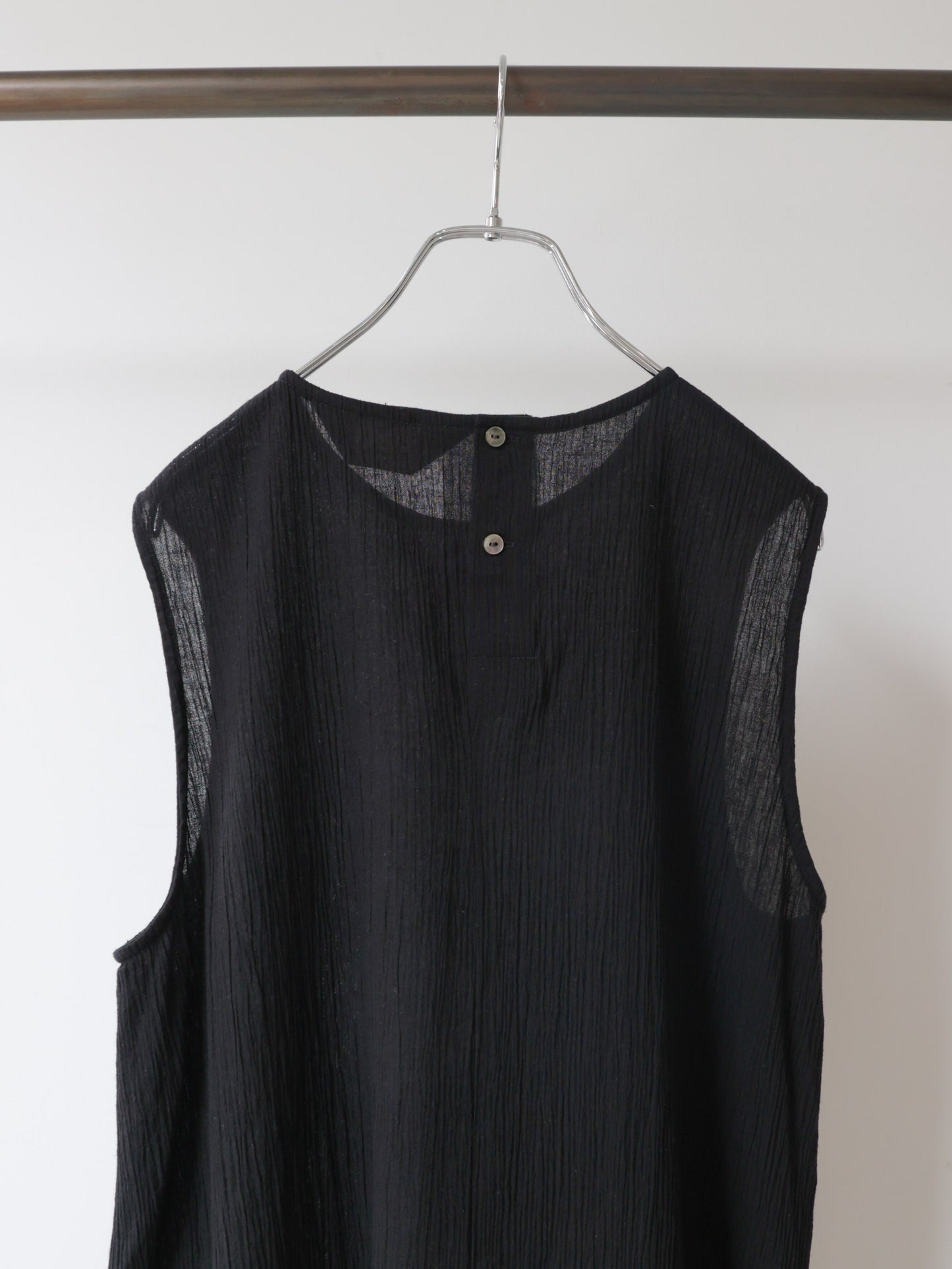 striped crepe nosleeve one-piece