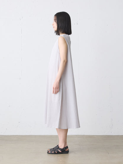 striped crepe nosleeve one-piece