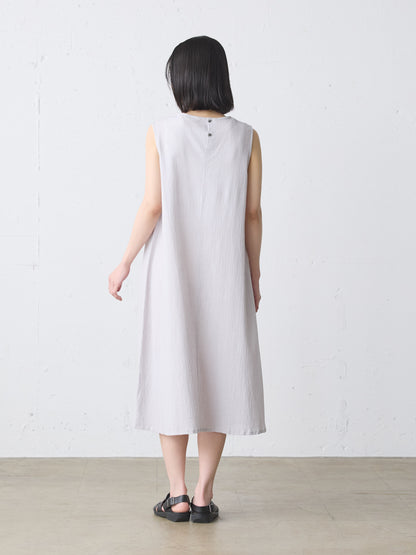striped crepe nosleeve one-piece