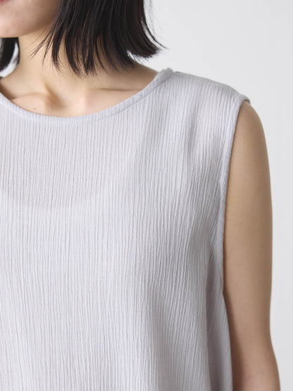 striped crepe nosleeve one-piece