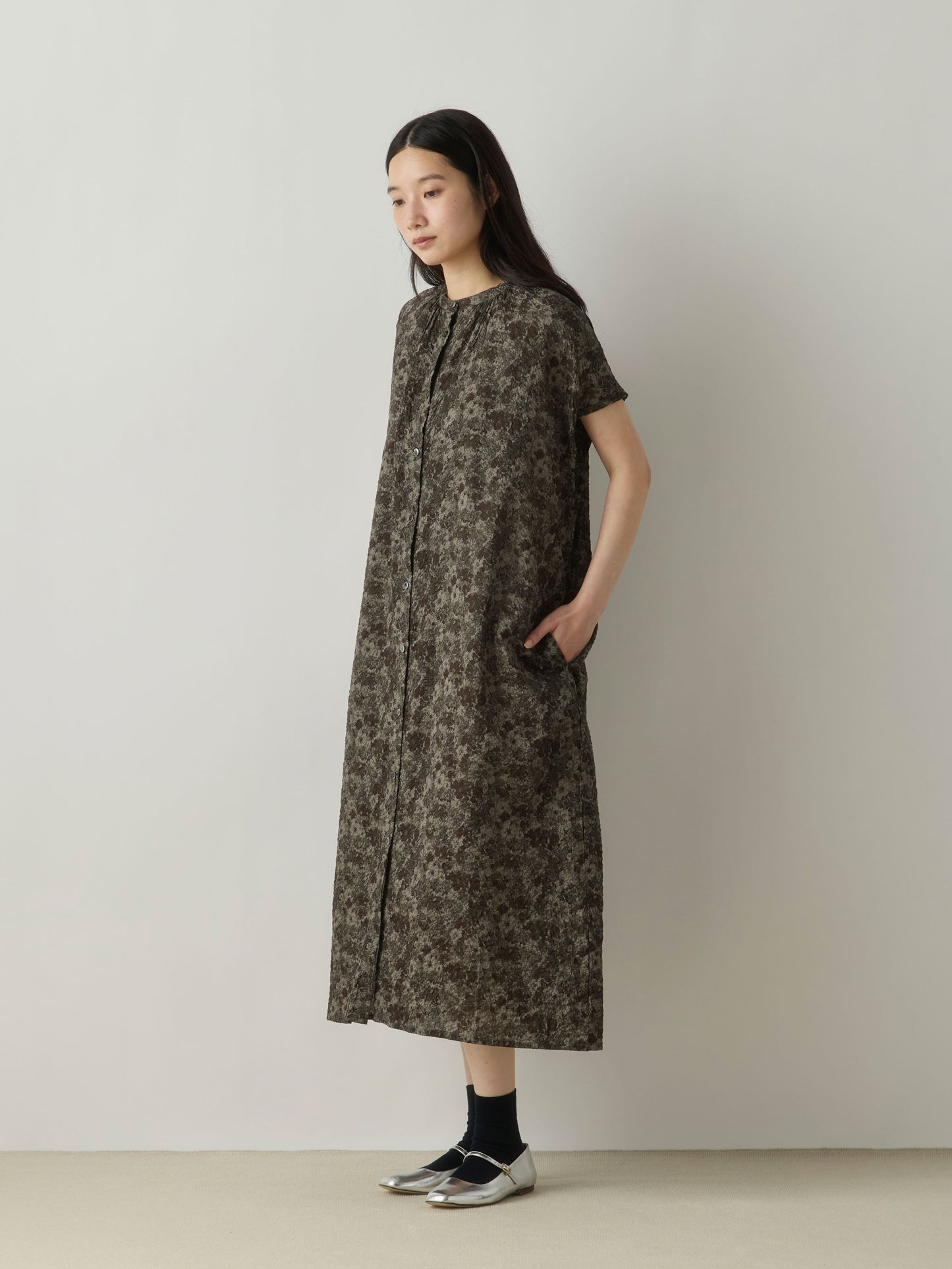 flower print shirt one-piece