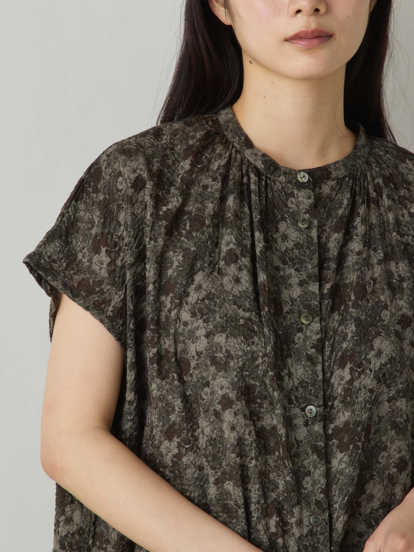 flower print shirt one-piece