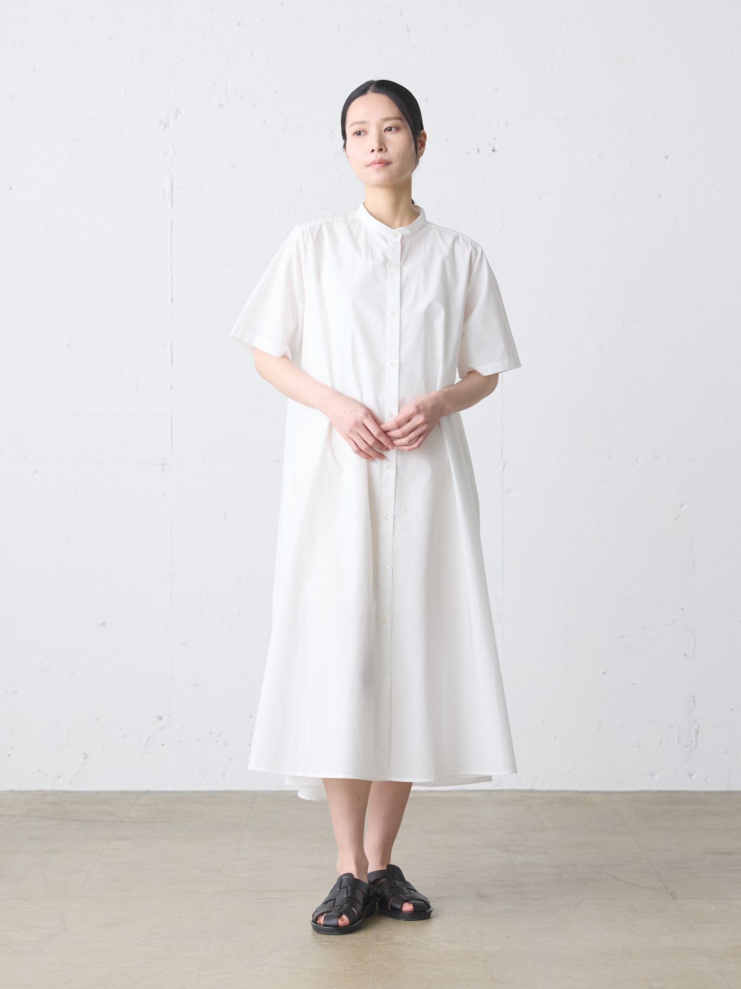 half slv A line shirt one-piece