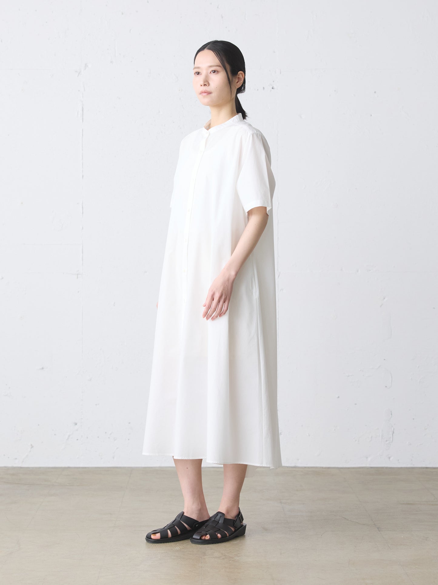 half slv A line shirt one-piece
