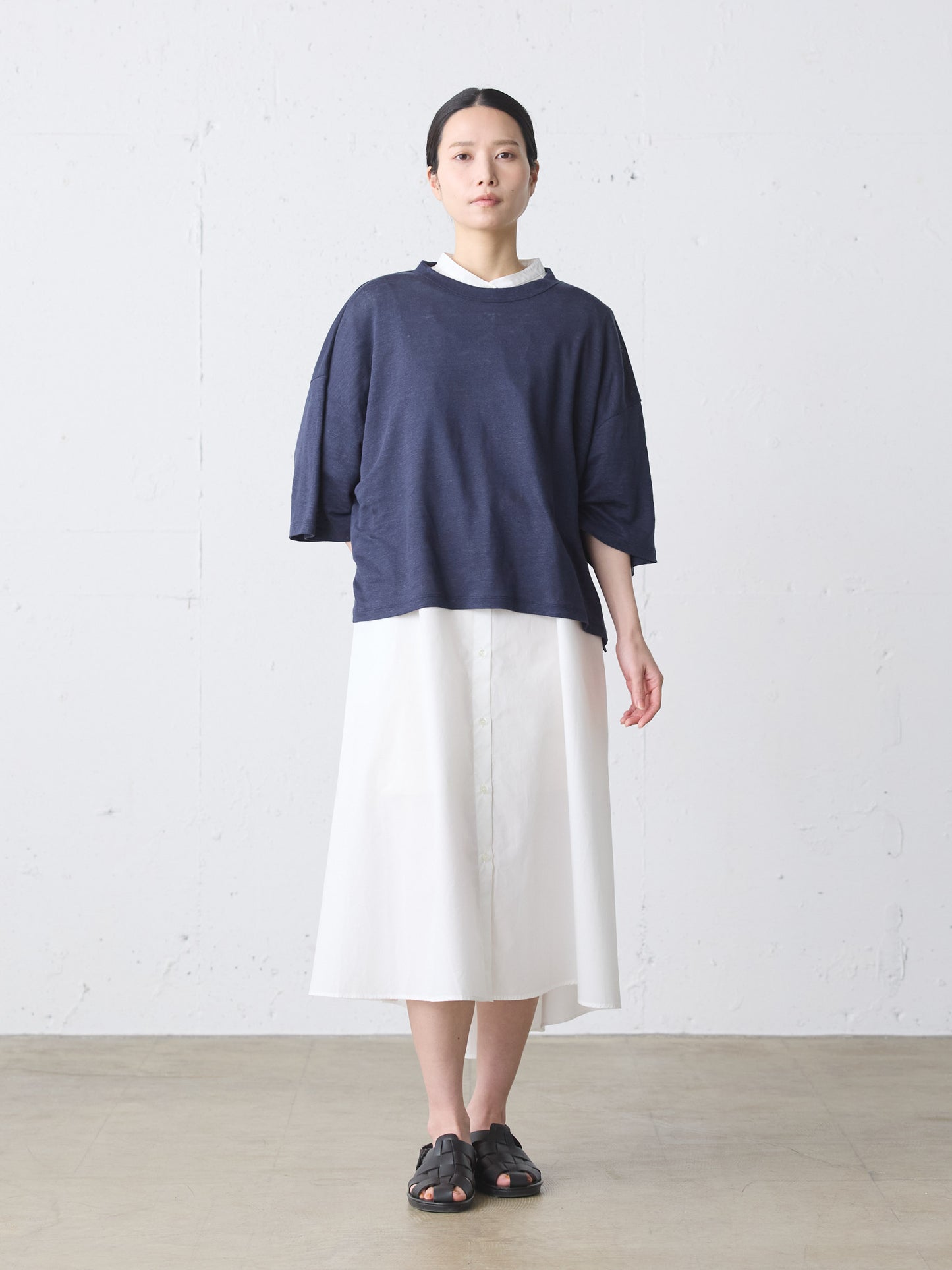half slv A line shirt one-piece