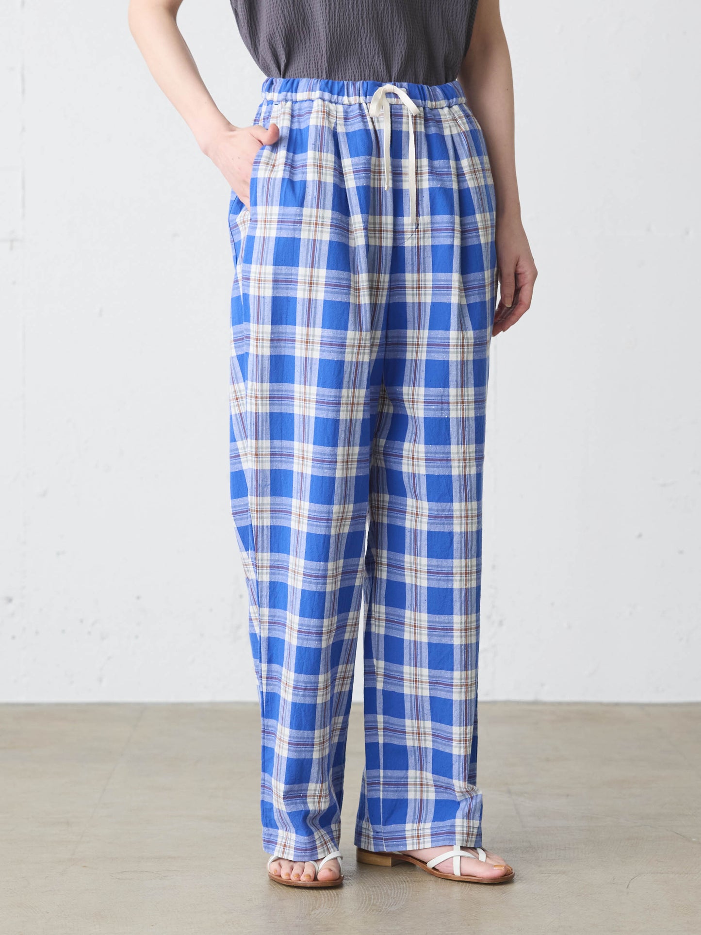 check straight easy pants