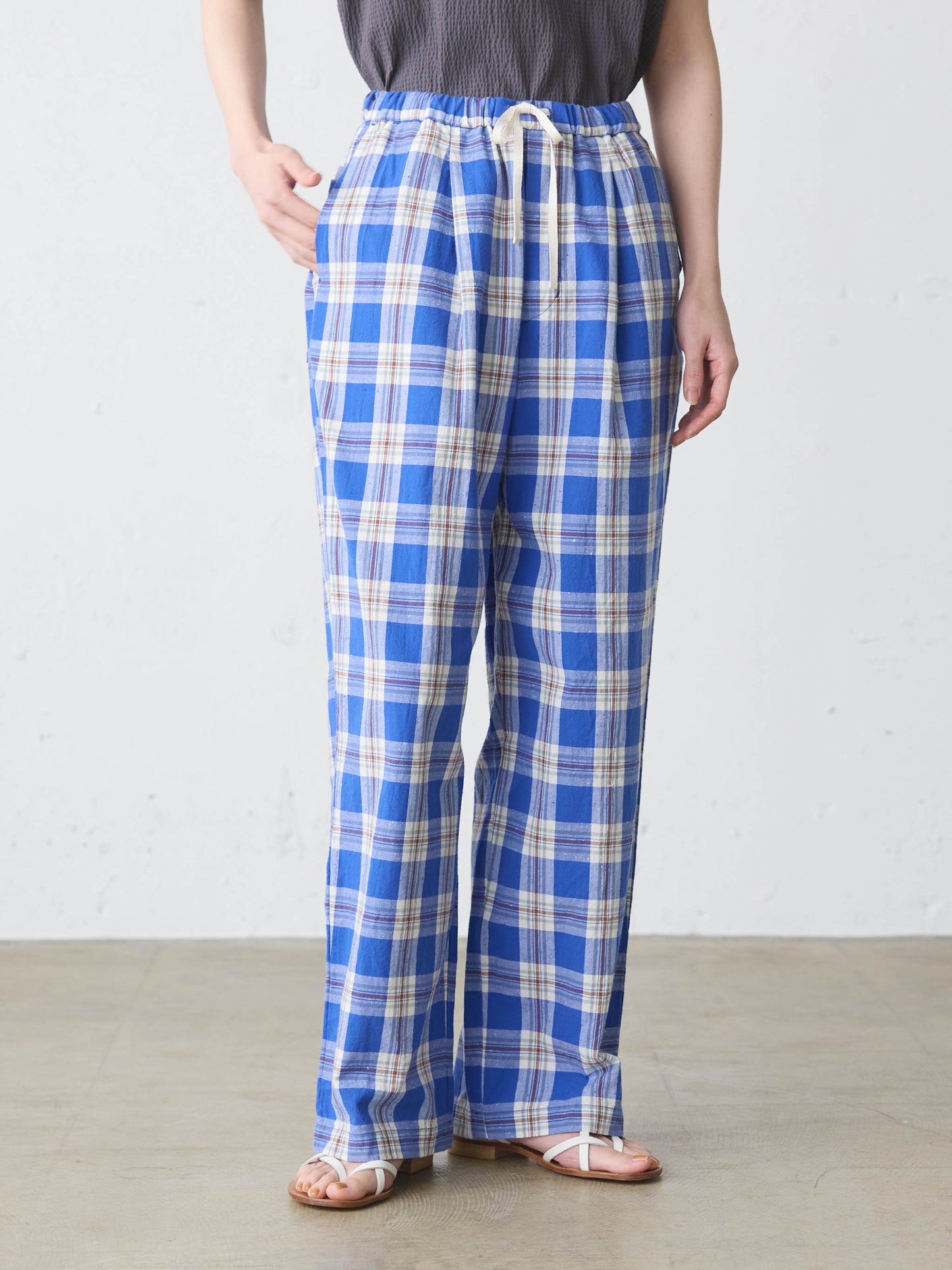 check straight easy pants