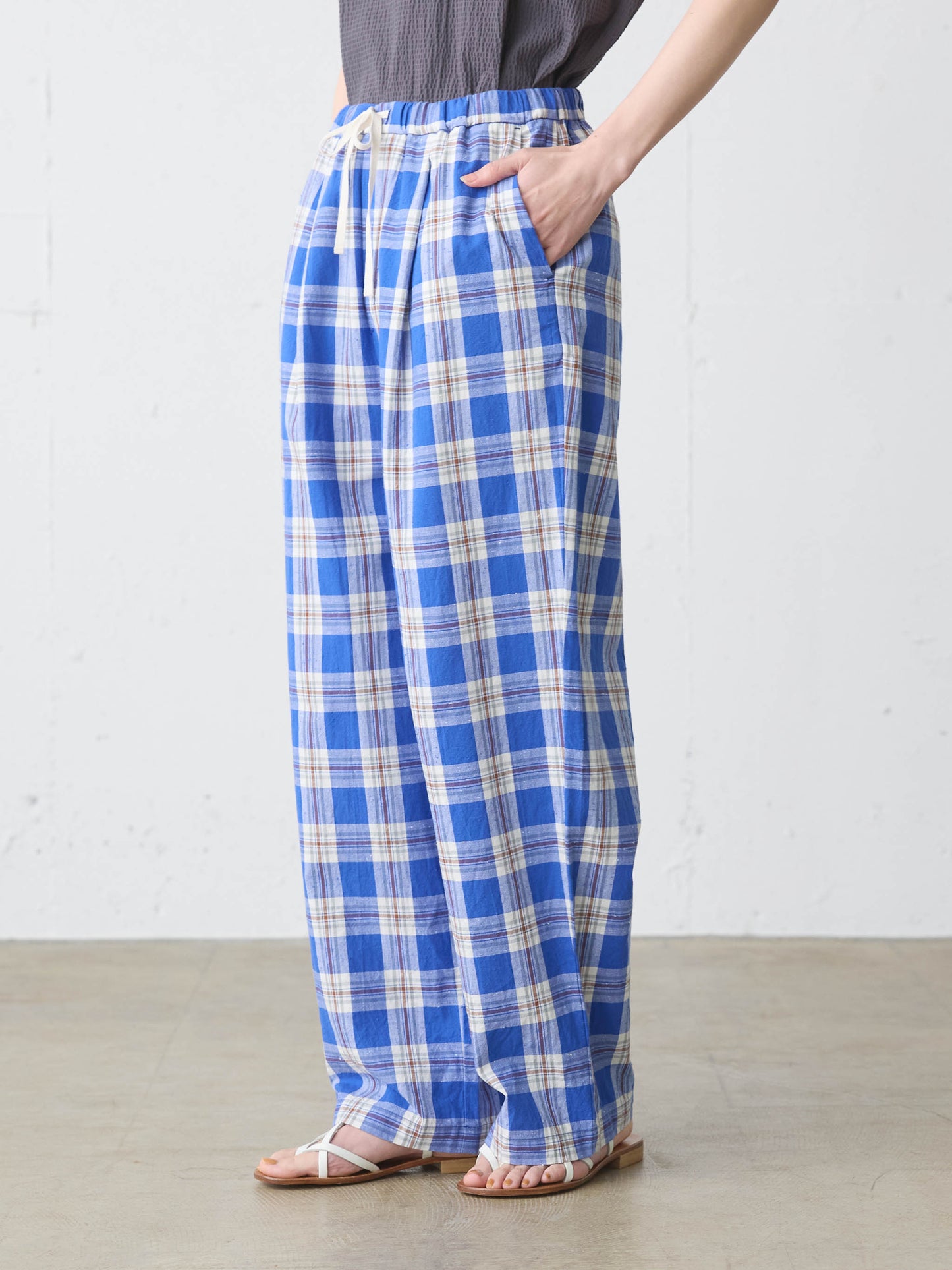 check straight easy pants