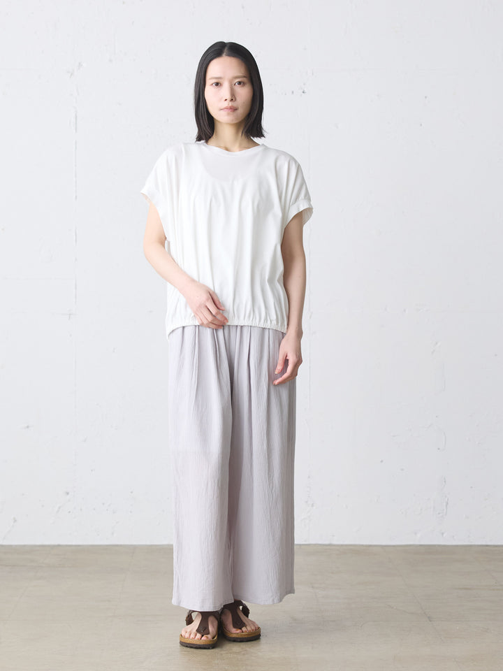 striped crepe wide easy pants
