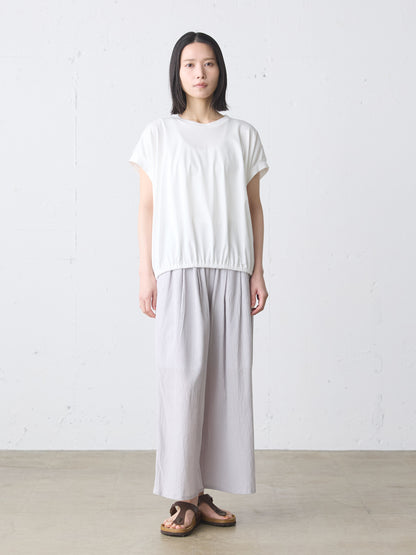 striped crepe wide easy pants