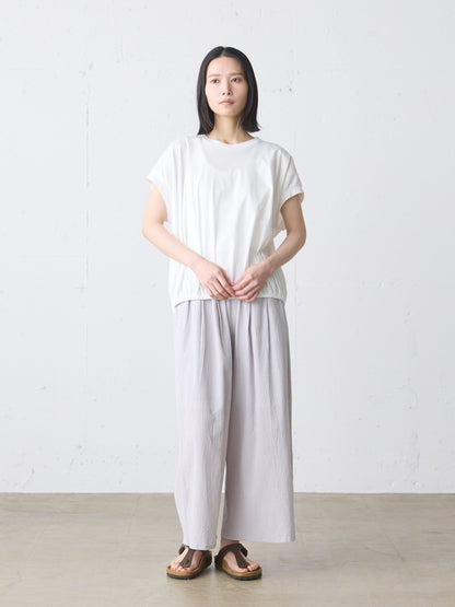 striped crepe wide easy pants