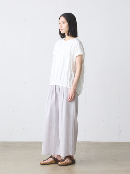 striped crepe wide easy pants