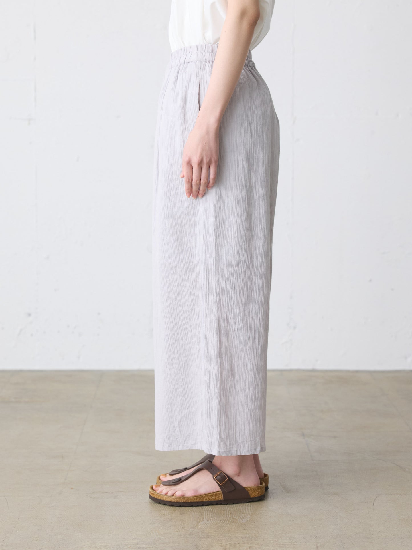striped crepe wide easy pants