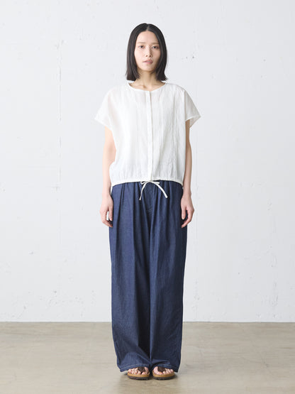 denim tuck wide easy pants